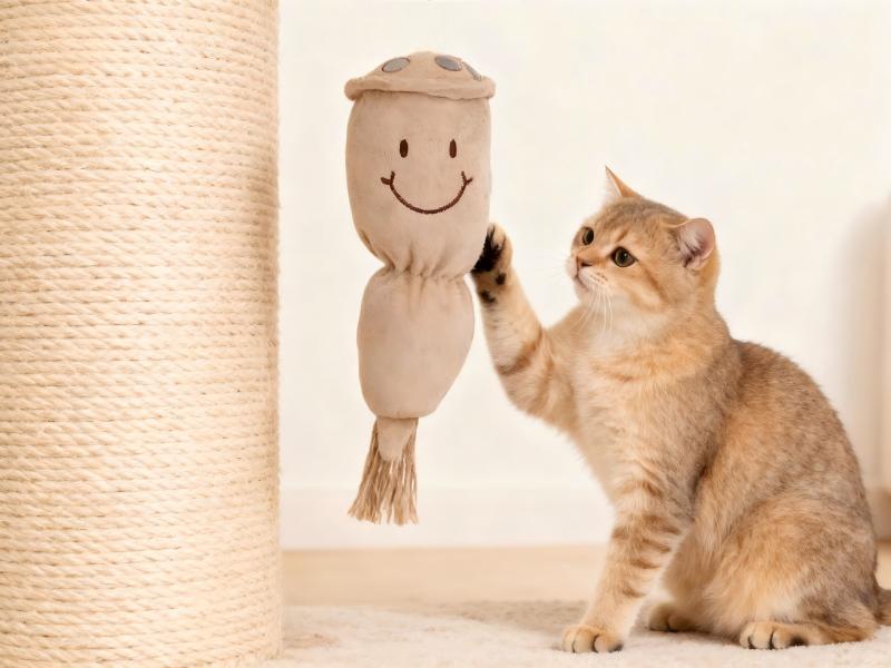 Cute Lotus Root Plush Pet Toy - Interactive Chew  Toy for Cats