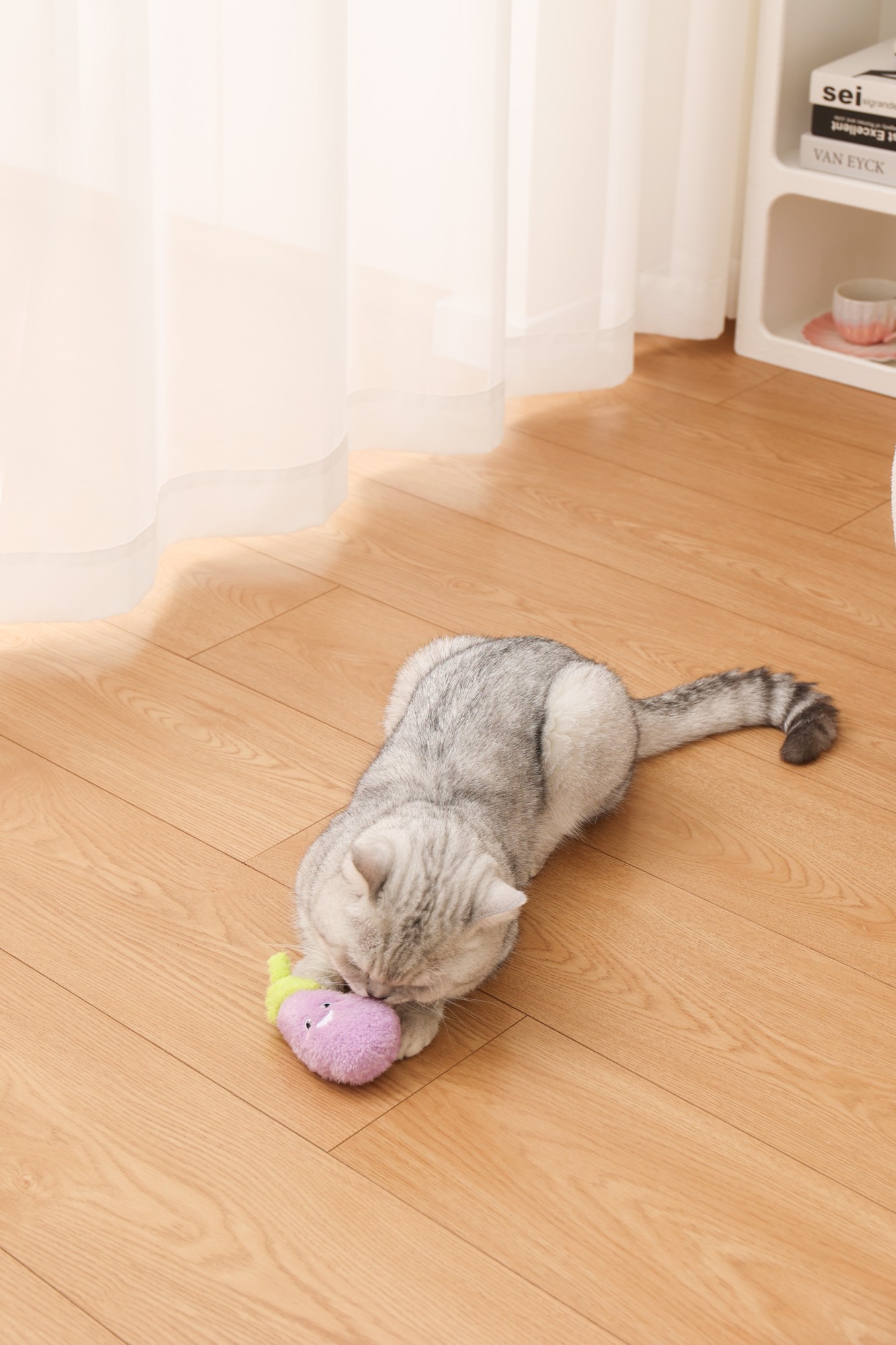 Cute Purple Eggplant Plush Cat Toy - Interactive Vegetable - Shaped Pet Play Toy