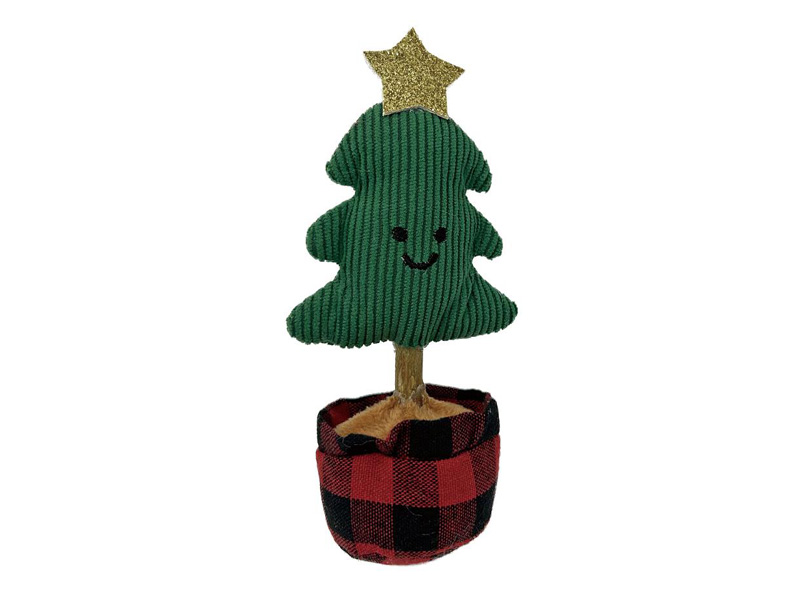 Festive Christmas Tree Catnip Cat Toy with Plaid Pot