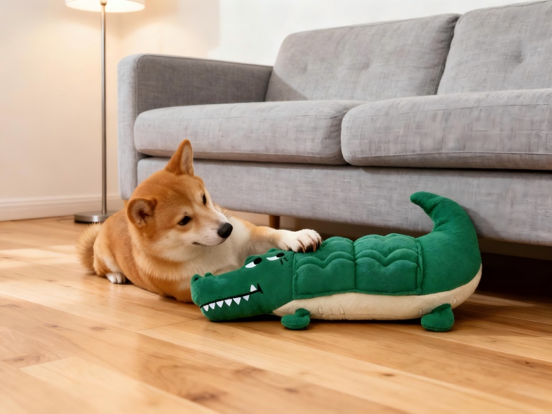 Green Plush Crocodile Dog Toy - Soft Interactive Chew & Play Pet Toy