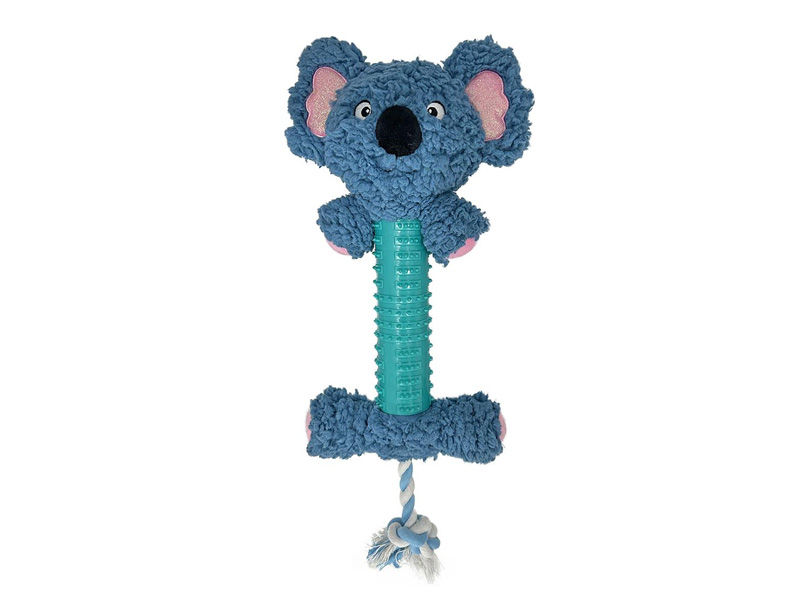 Koala Plush Squeaky Dog Toy with TPR Teething Stick & Rope