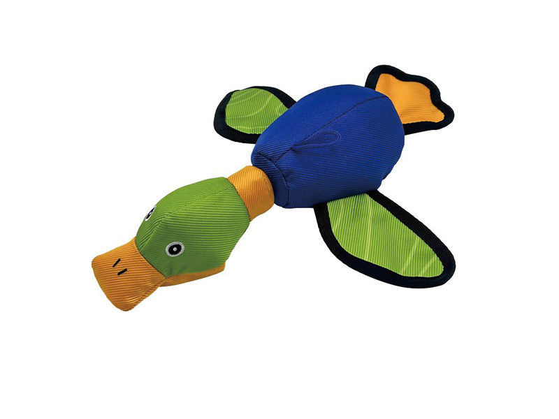 Recycled Fabric Flying Elastic Duck Dog Toy with Squeaker
